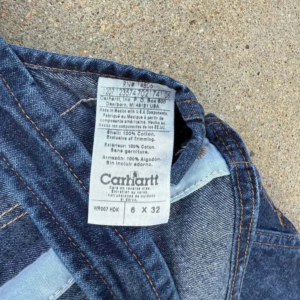 Carhartt 6x32 Womens Washed Denim Blue Jean Bib Overalls WR007 HDK - Picture 3 of 10